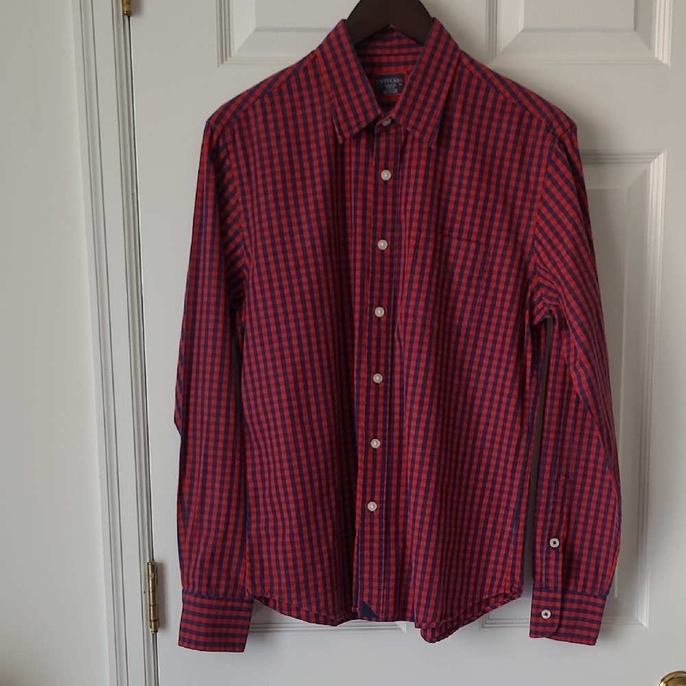 UNTUCKit Red and Blue Checkered Shirt